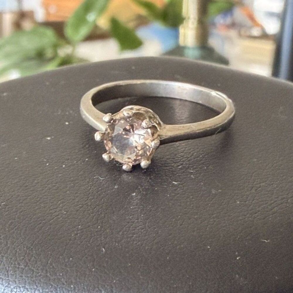 925 Sterling Silver Round CZ Solitaire Ring Size 8 Classic Engagement Style